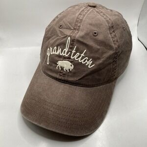Grand Teton Hat National Park Buffalo Brown Cotton Strapback Clean Up Slouch Dad
